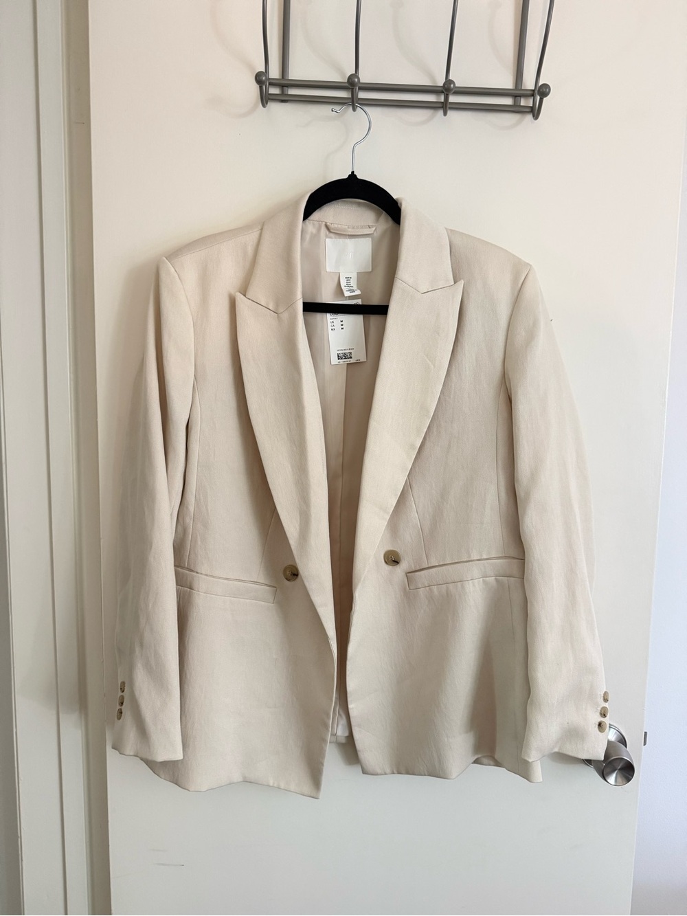 H&M Cream Single-Breasted Tailored Blazer